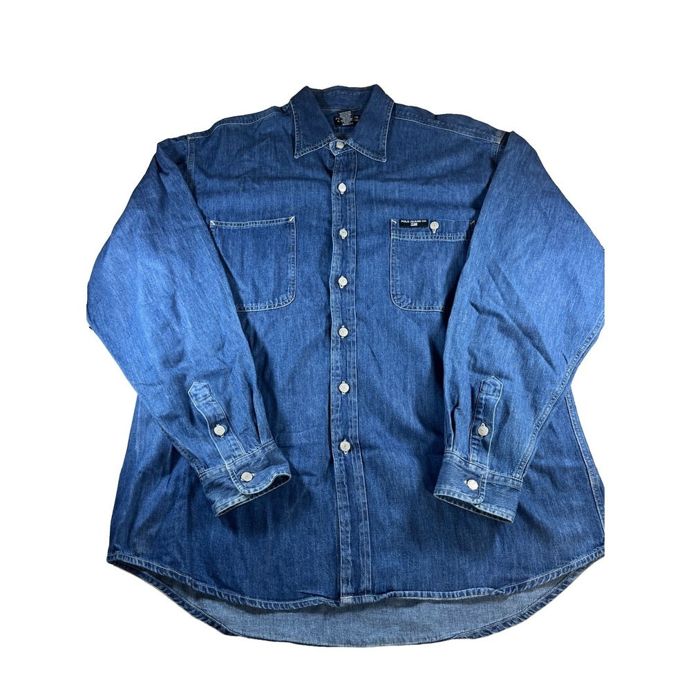 Vintage Polo Jeans Co Denim Long Sleeve Workwear Shirt XL